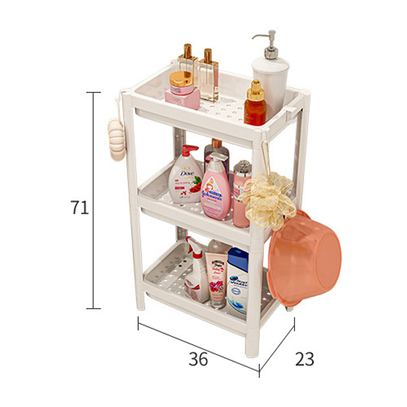 3 Tier Plastic Rack Storage Shelf Bathroom Storage Rack Rolling Utility Cart for Home Display