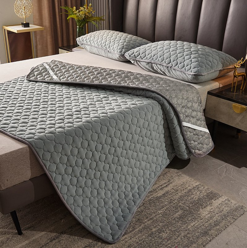 Milk Cashmere Cotton Mattress Protective Pad Solid Color Simple Thickened Plush Warm Thin Mattress Protect