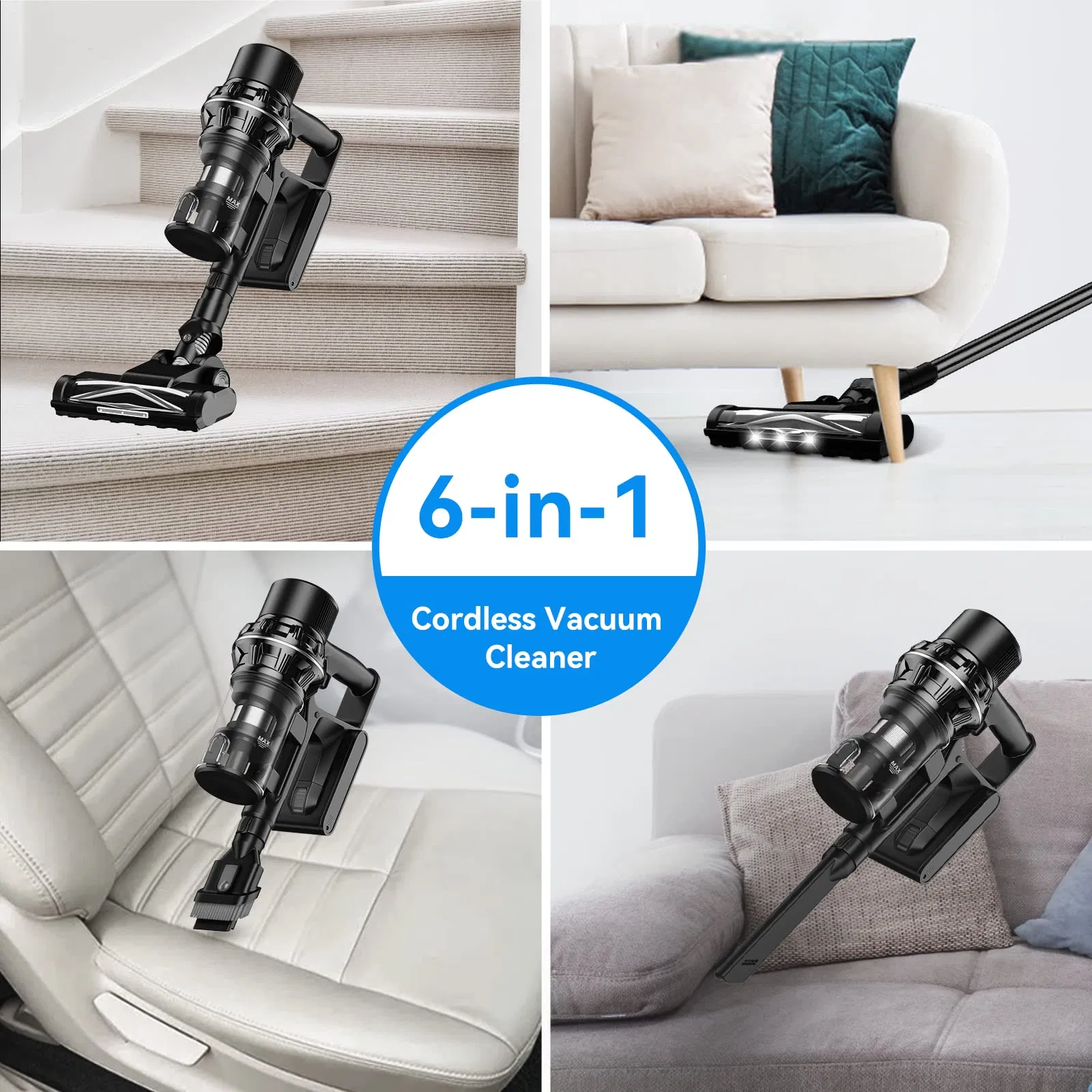 : Lightweight Detachable Battery, Max 45 Min Runtime Cordless Vacuum Cleaner
