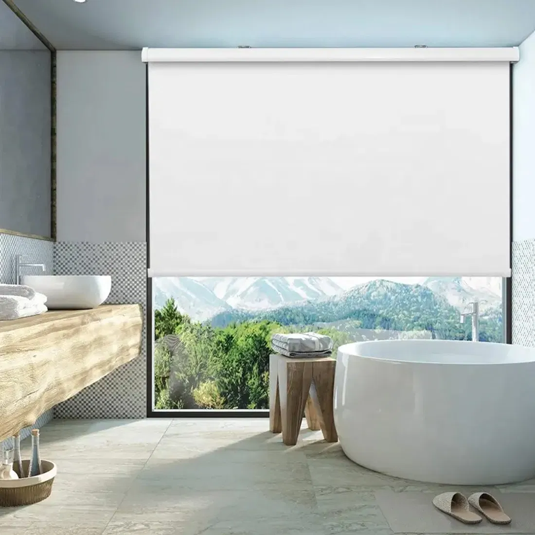 Custom Home Indoor WiFi Smart Electronic Roller Motorized Blind for Windows