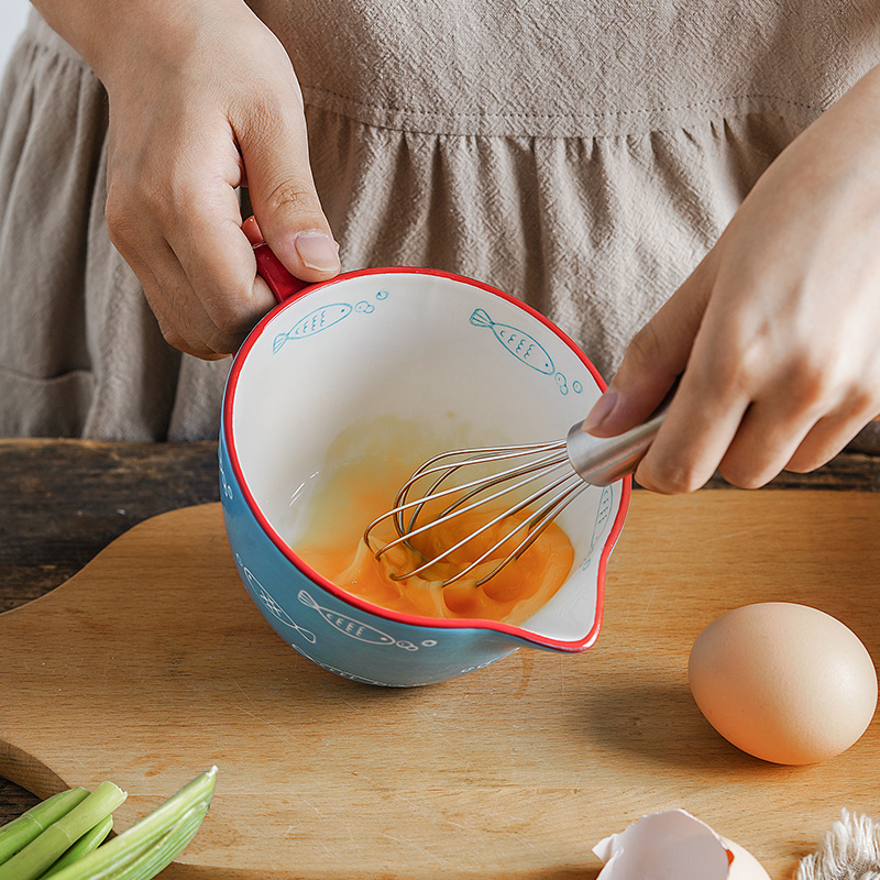 Japanese Bowl Large Mixing Bowl for Kitchen Ceramic Salad Bowl with Handle
