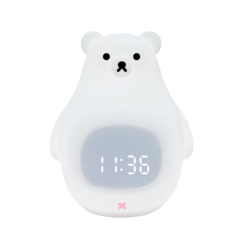 White Bear Remote Control Alarm Clock with Soft Silicone Night Light