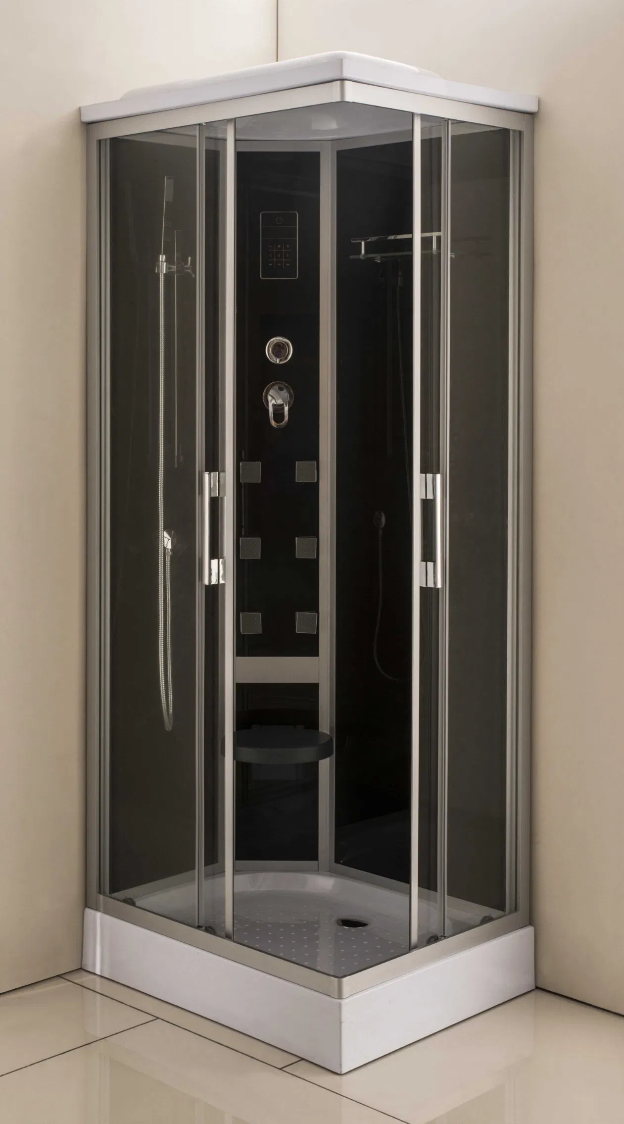 ABS Film Low Tray Fiber Tempered Glass Corner Simple Shower Unit (TL-8854)