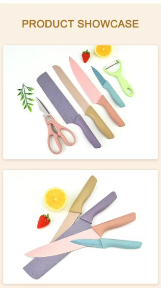 Mini Colorful Straw Wheat Stainless Steel Sharp Paring Knife 6 PCS Kitchen Knife Set Professional Knife