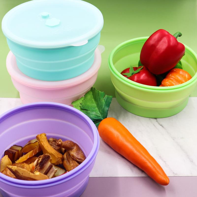 New Platinum Silicone 1000ml Collapsible Fresh-Keeping Box, Refrigerator Storage Box, Microwave Oven and Dishwasher Lunch Box