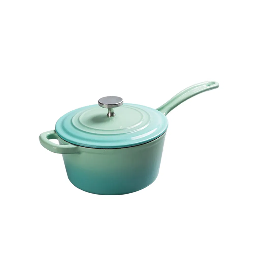 Чугунная эмалированная кастрюля с длинной ручкой, 2 л