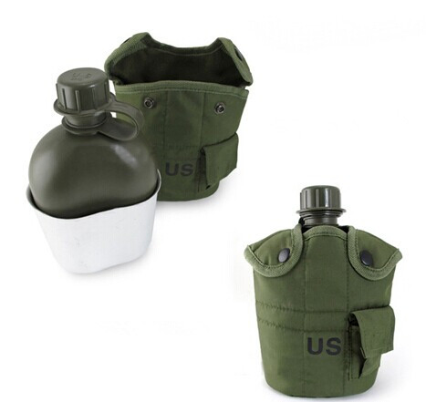 Алюминиевая фляга с кружкой для питьевой воды, походный набор