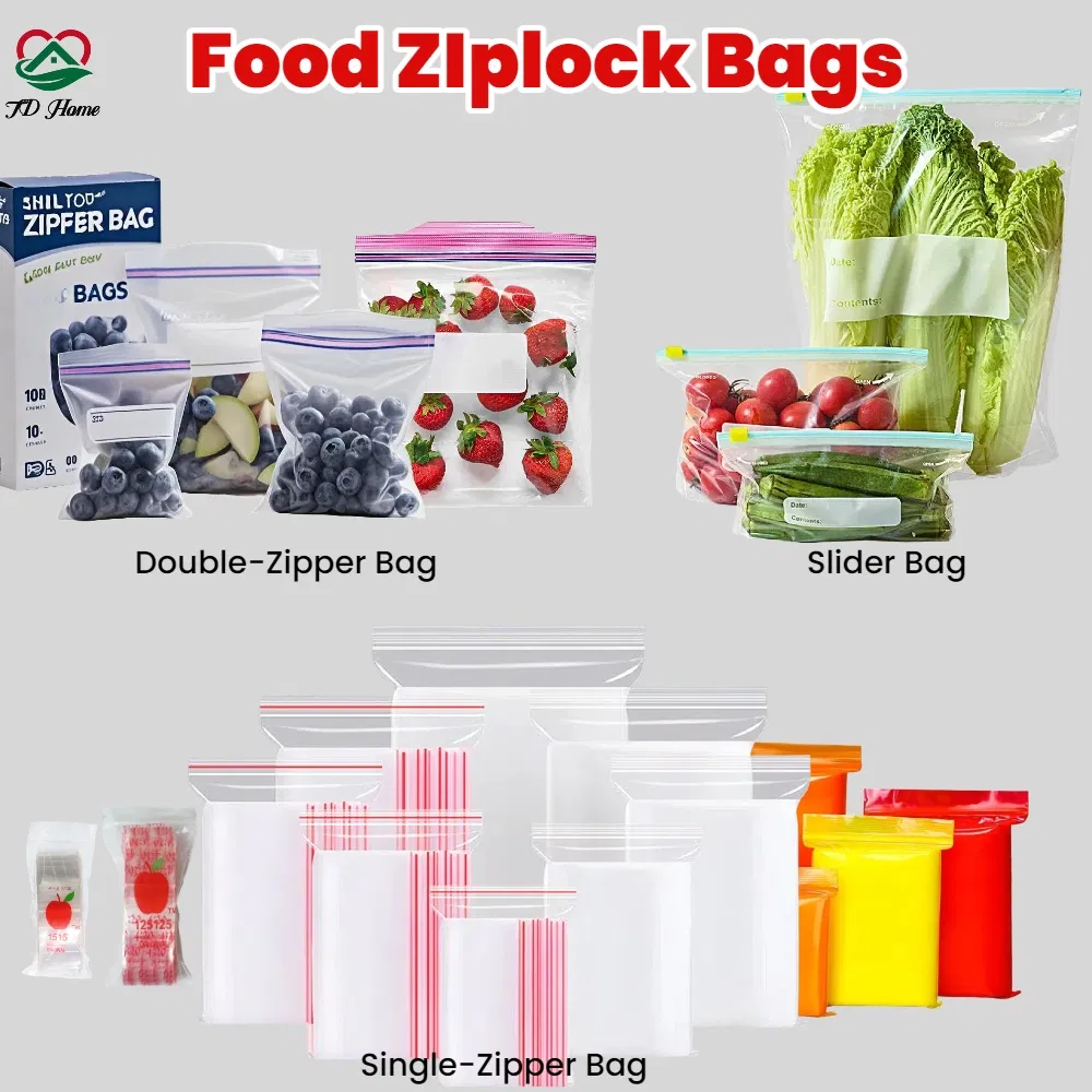 Customized Transparent Food Grade Material Ziplock Plastic Bag with FDA