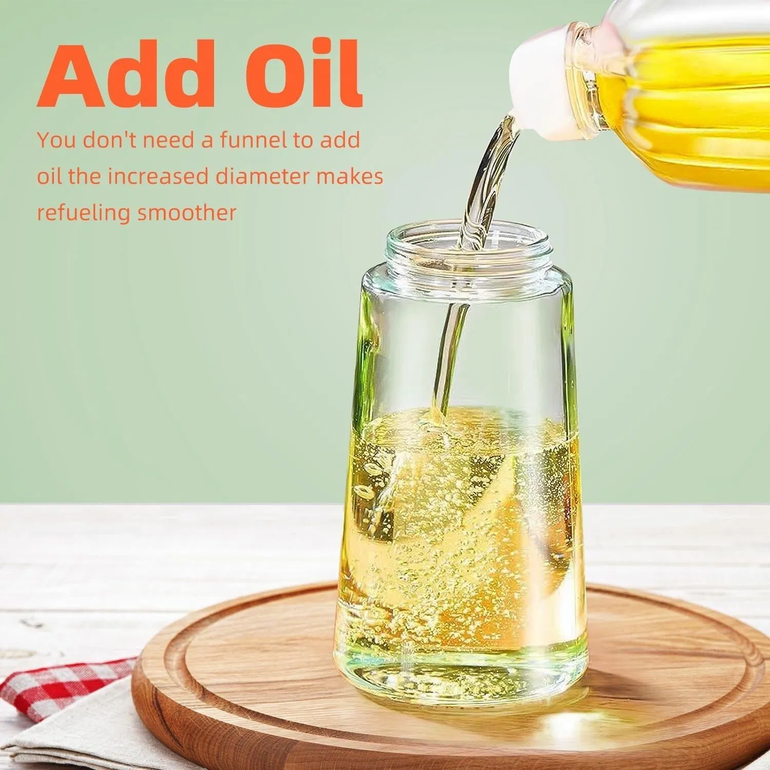 DS-2646OR Kitchen Gadget 2 in 1 Olive Oil Dispenser and Oil Sprayer 16 Oz Olive Oil Bottle, Orange Color Oil Sprayer for BBQ