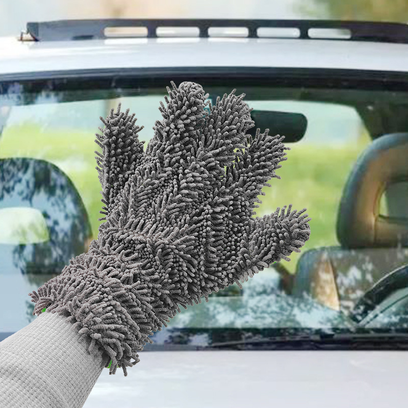 Polishing Thicker Chenille Mitt Glove Microfiber Car Wheel Wash Multi-Purpose Cleaning Gloves