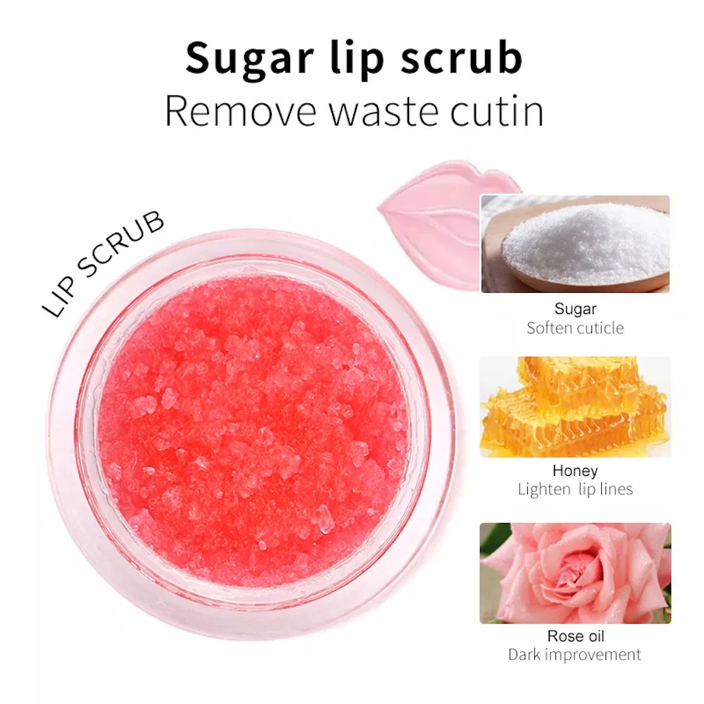 Private Label Organic Lip Balm Exfoliating Sugar Strawberry Lip Scrub