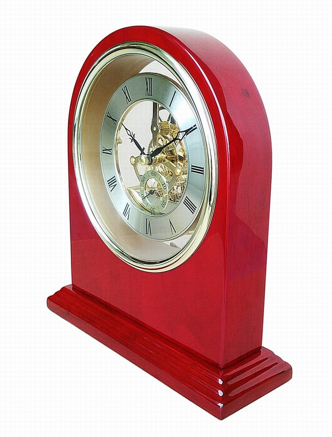 Rosewood Piano Finish Skeleton Clock with Diamante Ring