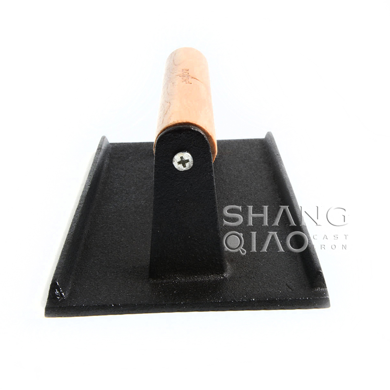 Пресс для бургеров из чугуна, прямоугольный, 20x10 см