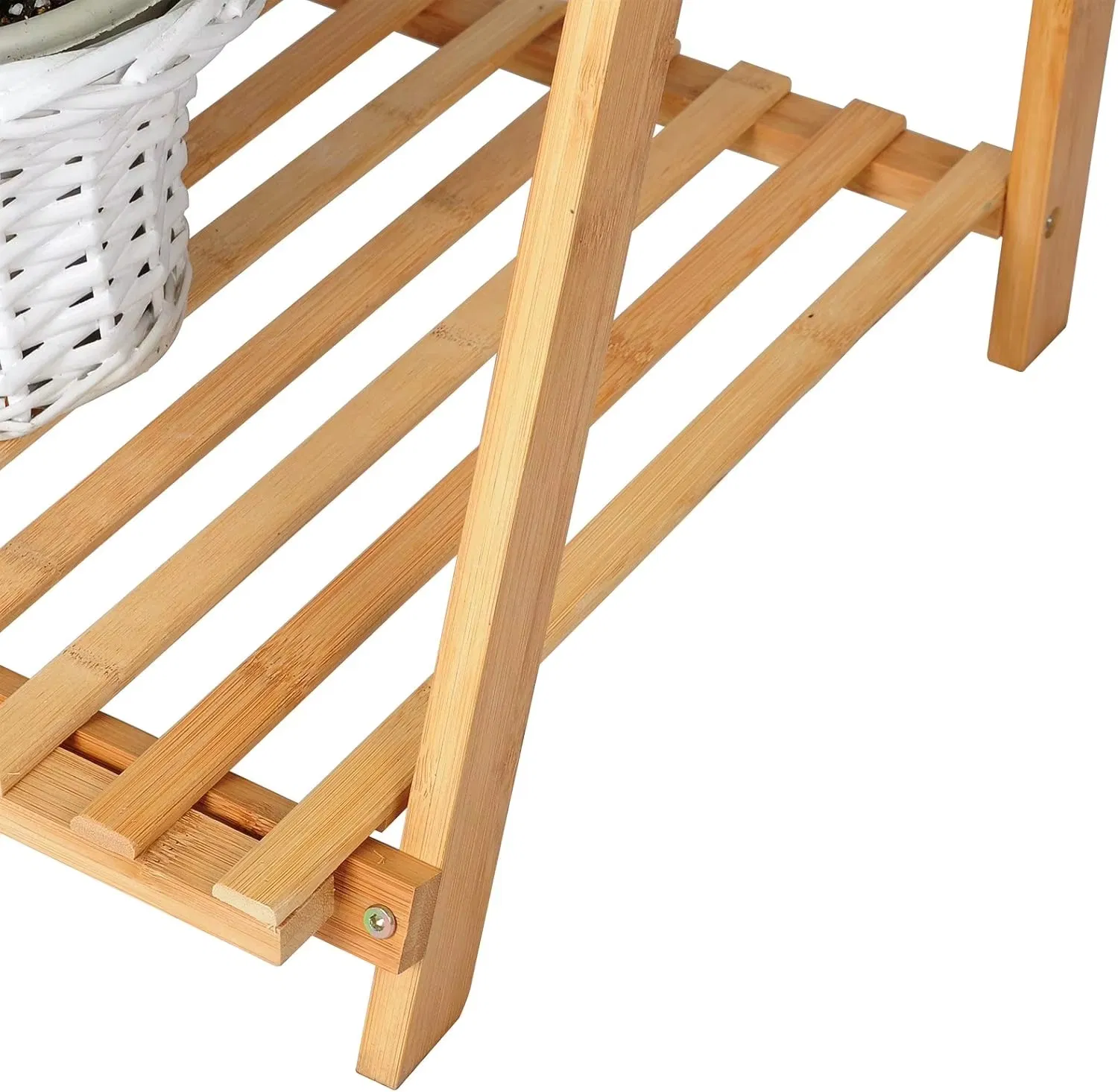 Bamboo Coffee Shop Balcony Floor-Standing Flower Storage Rack 43 5*54 Rack