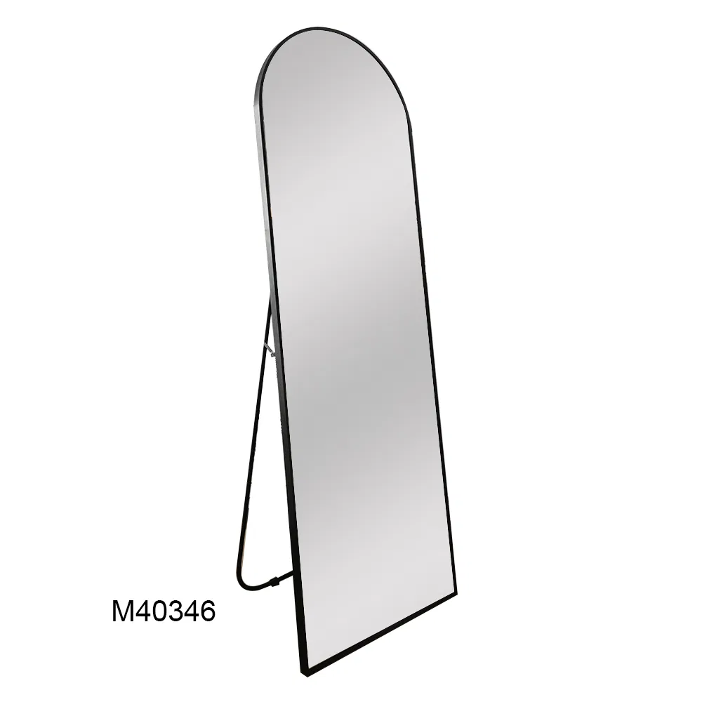 Customized Full Length Gold Aluminum Alloy Frame Home Decoration Arch Metal Stand Dressing Mirror