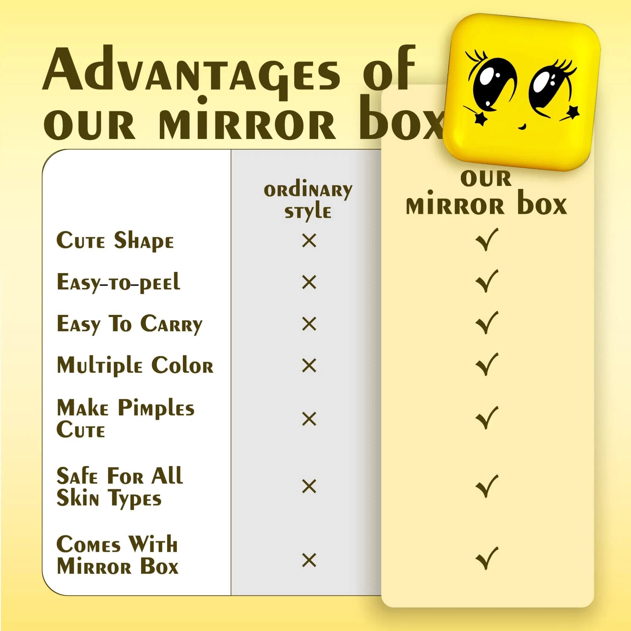 Пластырь от прыщей с зеркалом в коробке