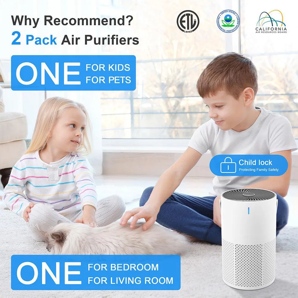 Portable Household Electric Air Purifier with Activated Carbon & HEPA13 Filter Metal Air Cleaner for Home & Desktop Use