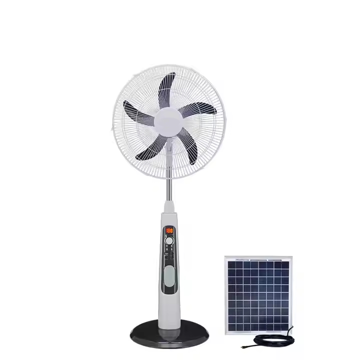 16 Inch Rechargeable Stand Fan with Remote, 20LED Emergency Light, Chargeable with AC/DC/Solar Panel CE Rsf-40