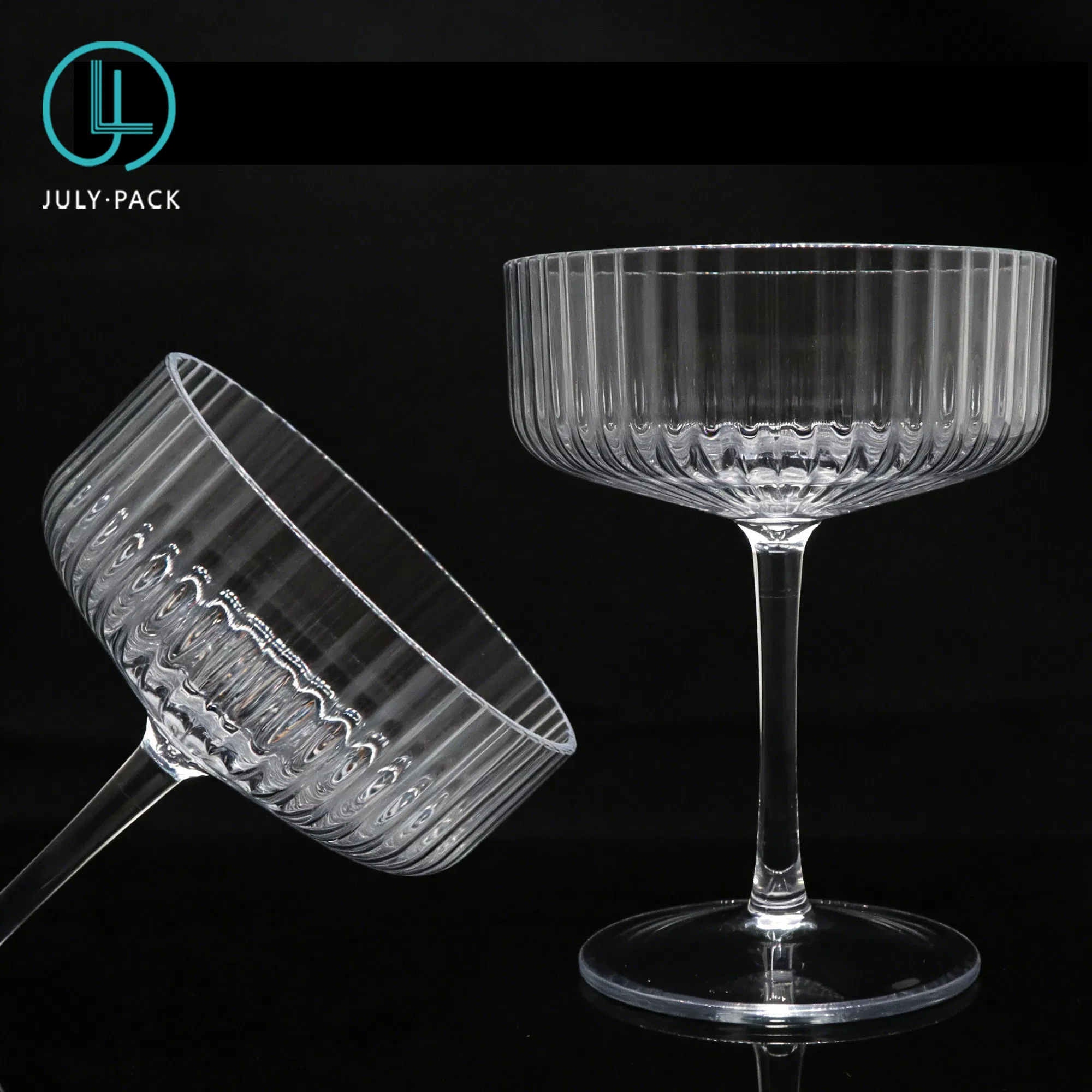 Wholesale Luxury Quality Tritan 10oz Unique Ribbed Dessert Ice Cream Glass Martini Champagne Glass