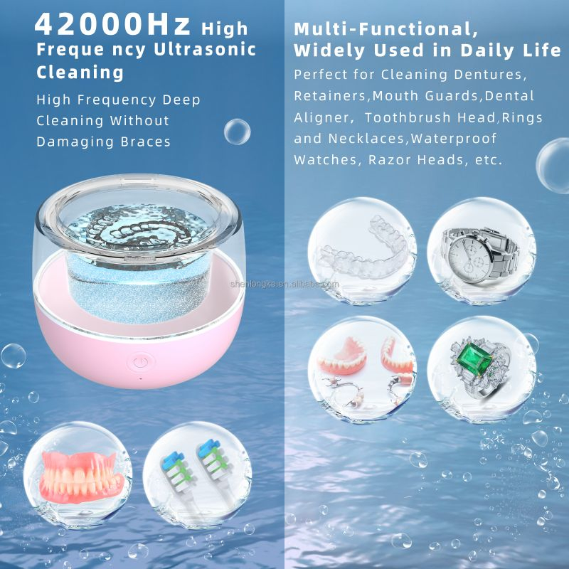 New Household Mini Small Portable Jewelry Cleaning Machine Dental False Teeth Aligner Retainer Denture Ultrasonic UV Cleaner