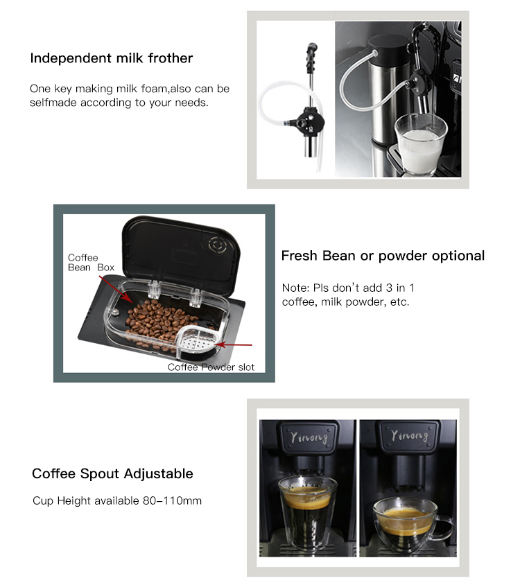 Hot Espresso Machine with Brewer Italian Style Coffee Grinder Milk Frother Machine