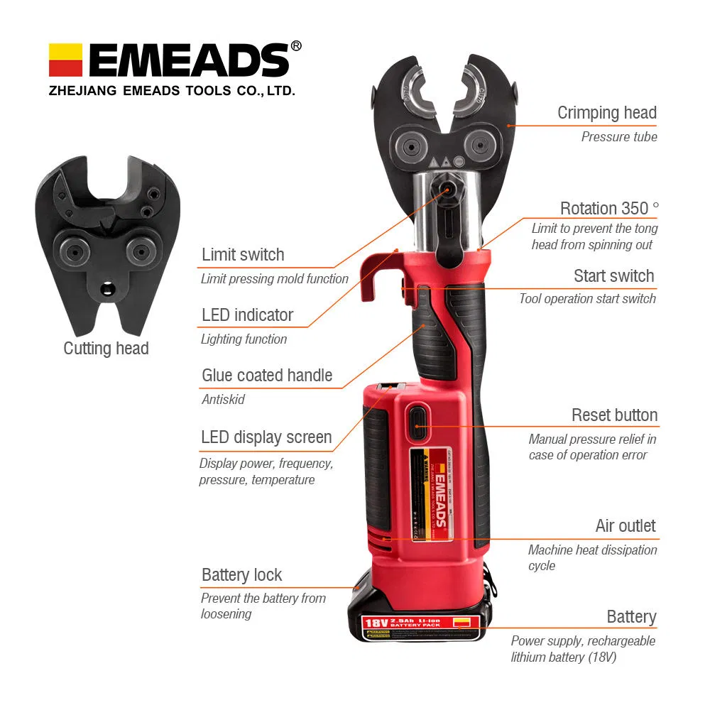 Emeads Ges-300c-2 HVAC Crimping Copper Pipe Plumbing Tool PRO Press Electric Hydraulic Tools
