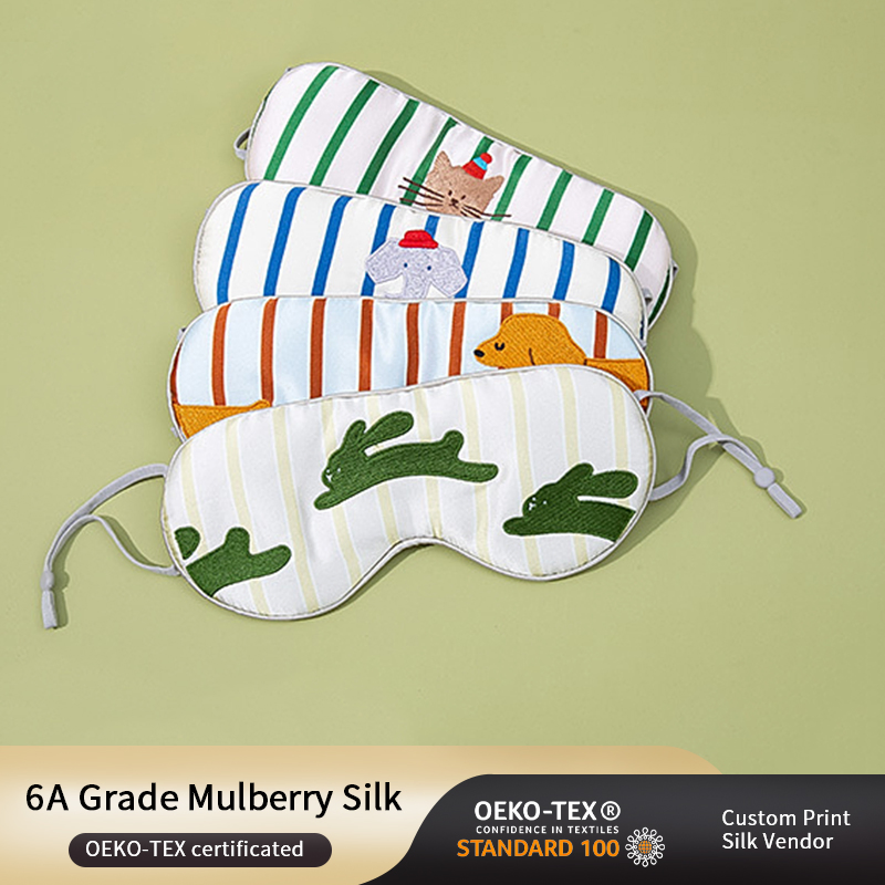 Upscale Printed Mulberry Silk Charmeuse Fabric Sleep Eye Mask