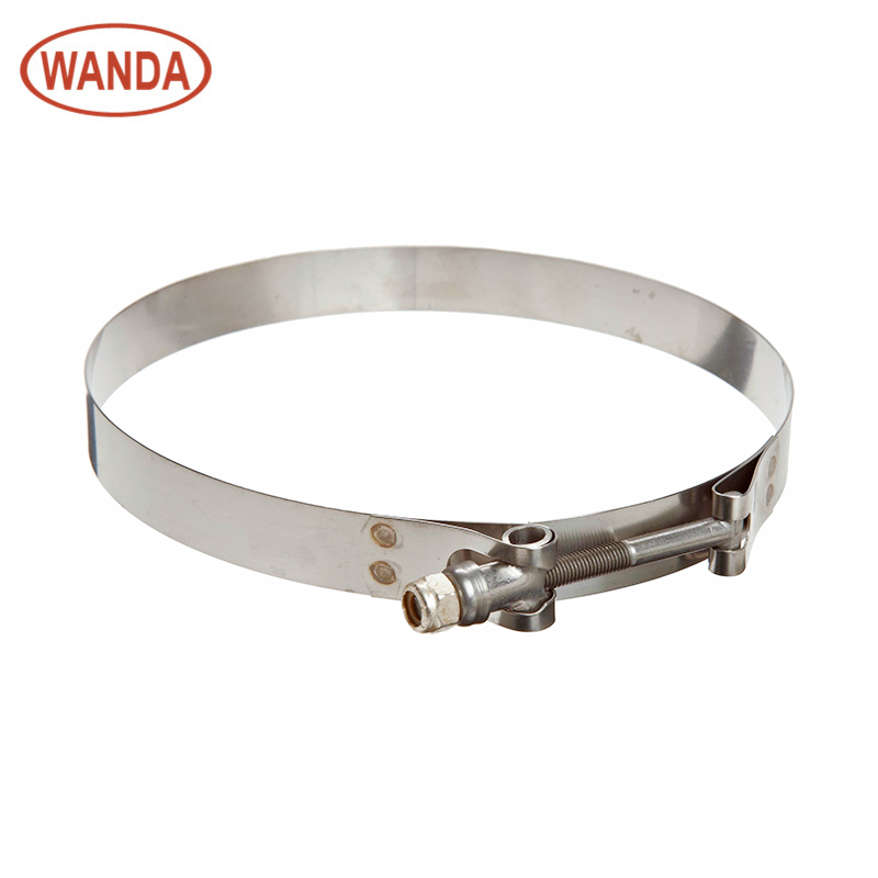 China Manufacture 304 Stainless Steel T Bolt Strong Throat Hoop European Style Hose Clamps