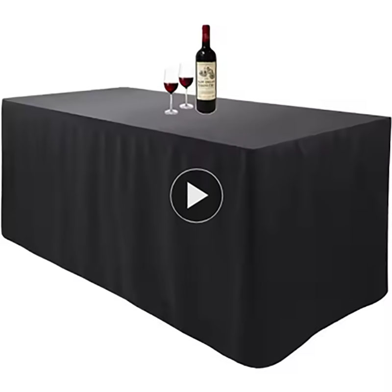 Custom Logo Black Fitted Rectangle Table Cloth Buffet Tablecloth