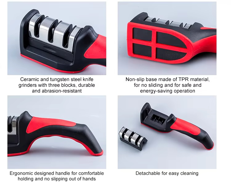 Custom Logo 3in1 Professional Manual Kitchen Knives Sharpening Knife Sharpener Best Manual Knife Sharpener Best Knife Sharpener for Home Use