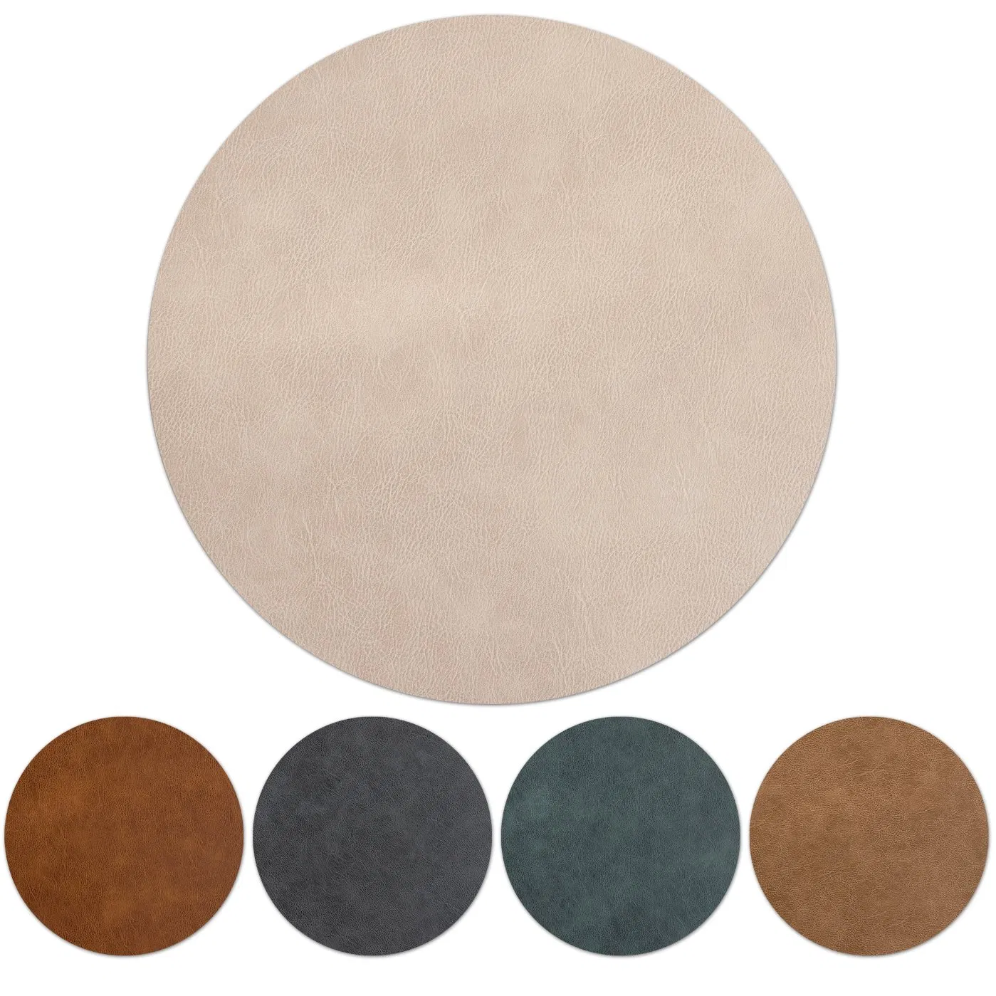 Elegant Waterproof Double-Sided Brown Leather Placemats for Dining