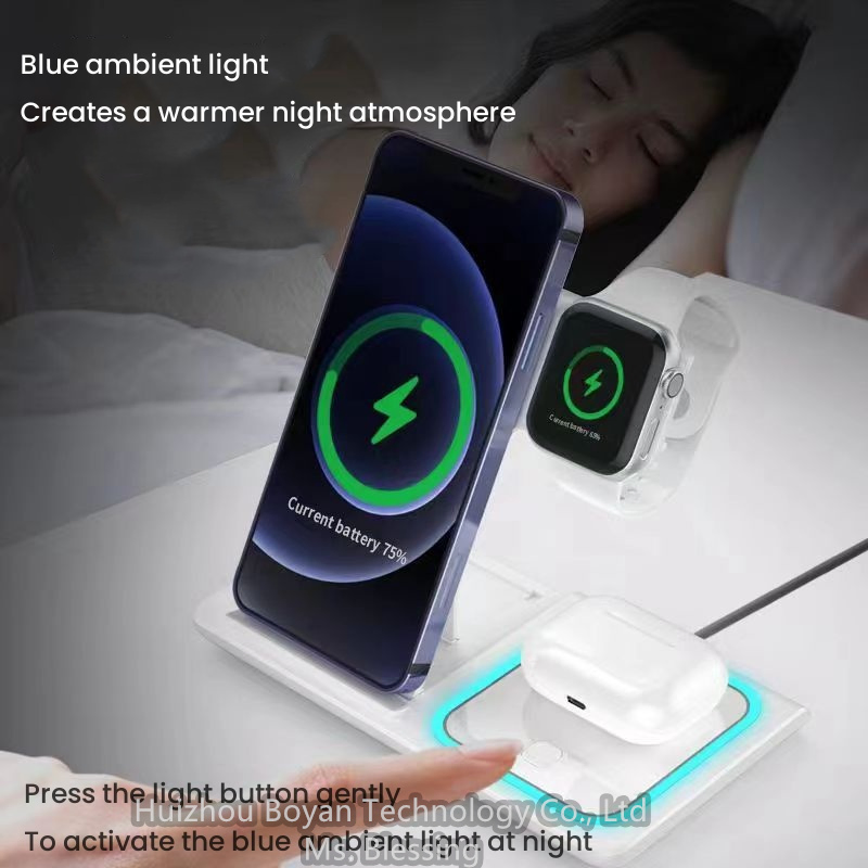 X455 3 in 1 Foldable Wireless Charger for Mobile Devices