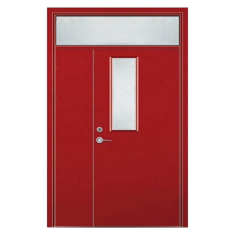 Fire Fighting Access Metal Double Leaf 1 Hour Fire Proof Steel Door with Glass Panel