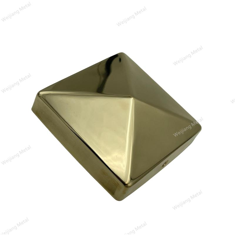 Yellow Copper Metal 4.5X4.5 Square Gate Wooden Fence Waterproof Fence Post Cap