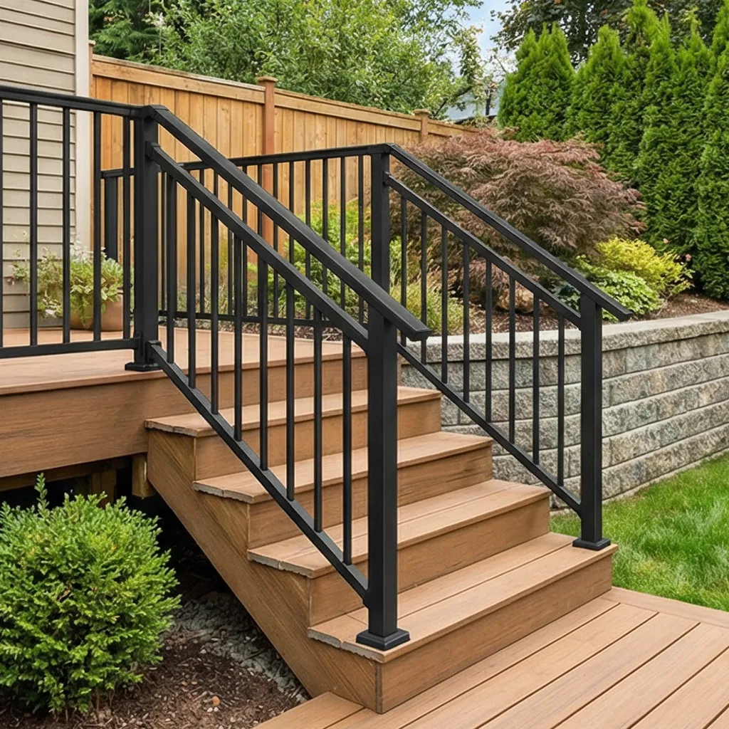 Sturdy Stair Fence Handrail for Elegant Doorway and Flat Install