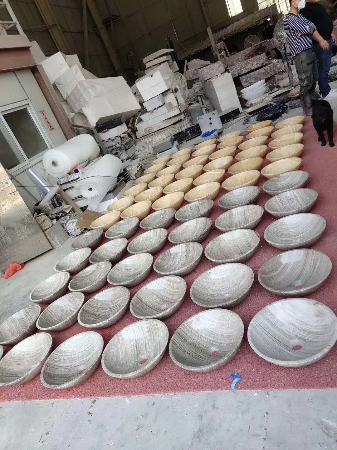 Natural Yellow Wood/Timber Granite/Marble Stone Sink Basin for Bathroom Vanity