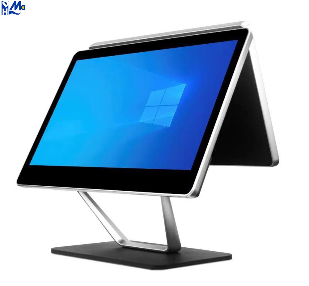 15.6+10.1 Inch LED Monitor Dual Display Touch Screen POS Terminal Cash Register with Two Monitor 607
