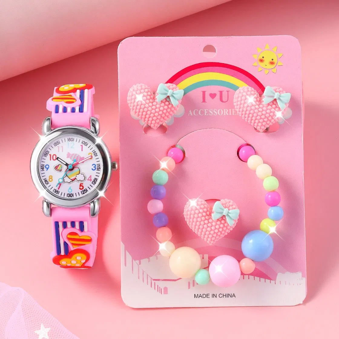 Watch Set Cute Versatile Child Teenager Pink