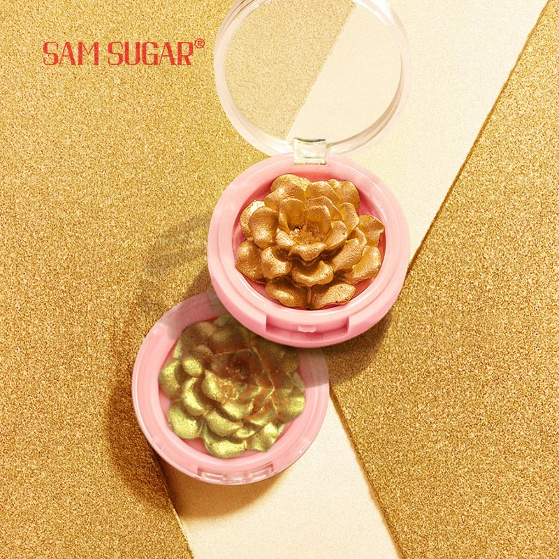 Private Label Vegan Cruelty Free Custom Shimmer Flower Face Powder Highlighter