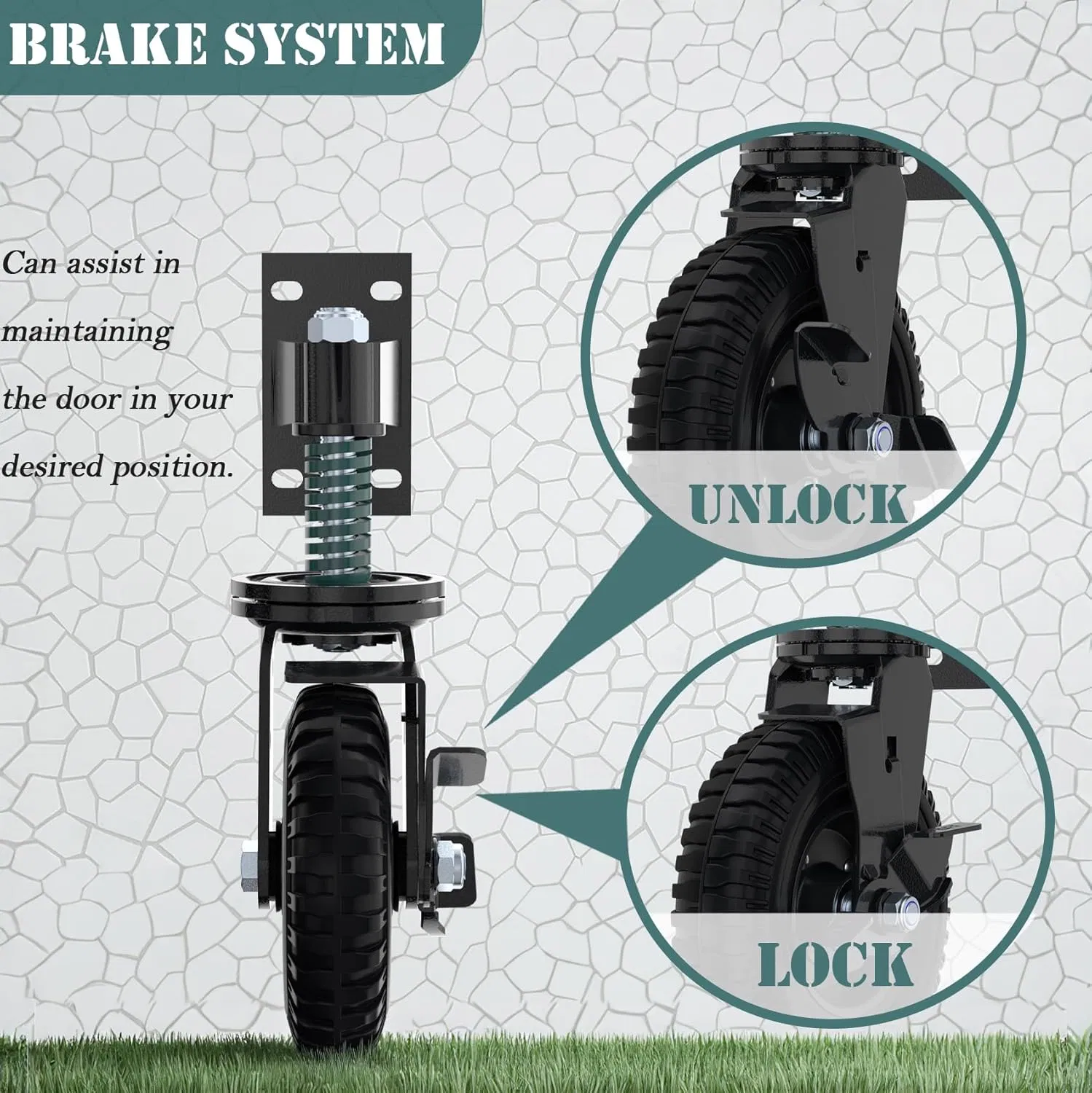 6 Inch Door Wheel Caster for Tube, Wood Gates in Retail Package