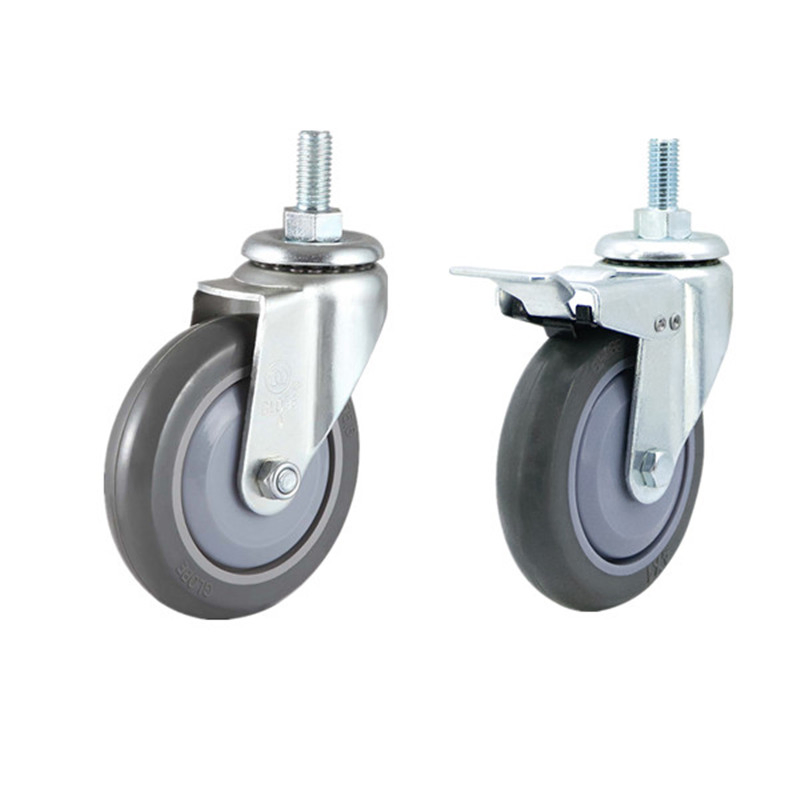 75/100/125mm Threaded Stem PU Caster Wheel Polyurethane Caster with Dust Cover