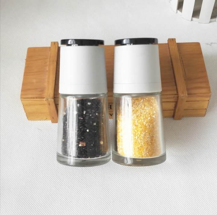 100ml Ceramic Core Spice Grinder Bottle Manual Plastic Salt and Pepper Mill Core Herb Grinder Lid Set