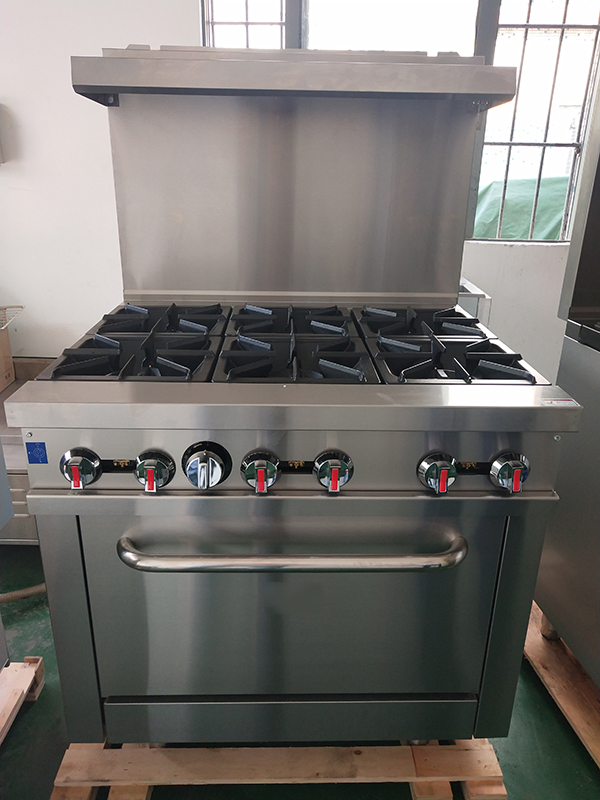 Kitchen Equipment Commercial 6 Burner Gas Stove Range with Gas Oven Cooking Machine (RGR36)
