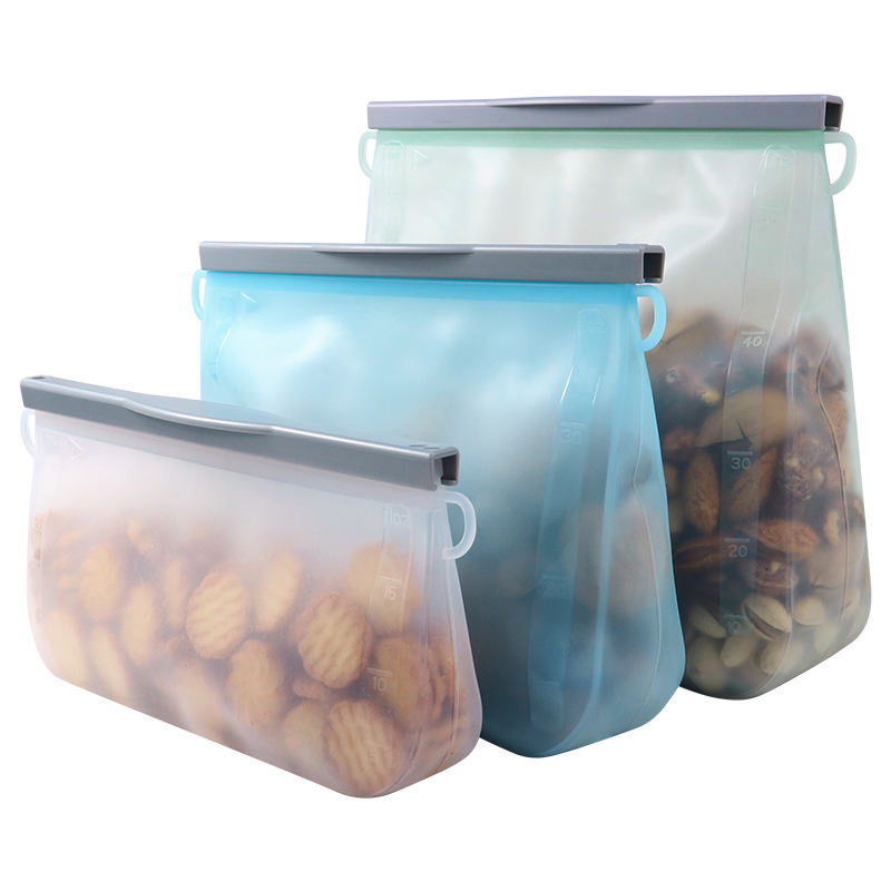 Dishwasher Safe Reusable Ziplock Silicone Food Storage Freezer Sandwich Pouch Bags