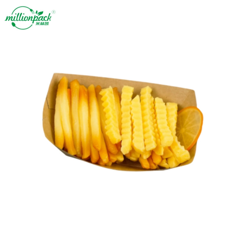 Kraft Paper Boat Tray with Leak-Resistant Design for Secure Food Holding