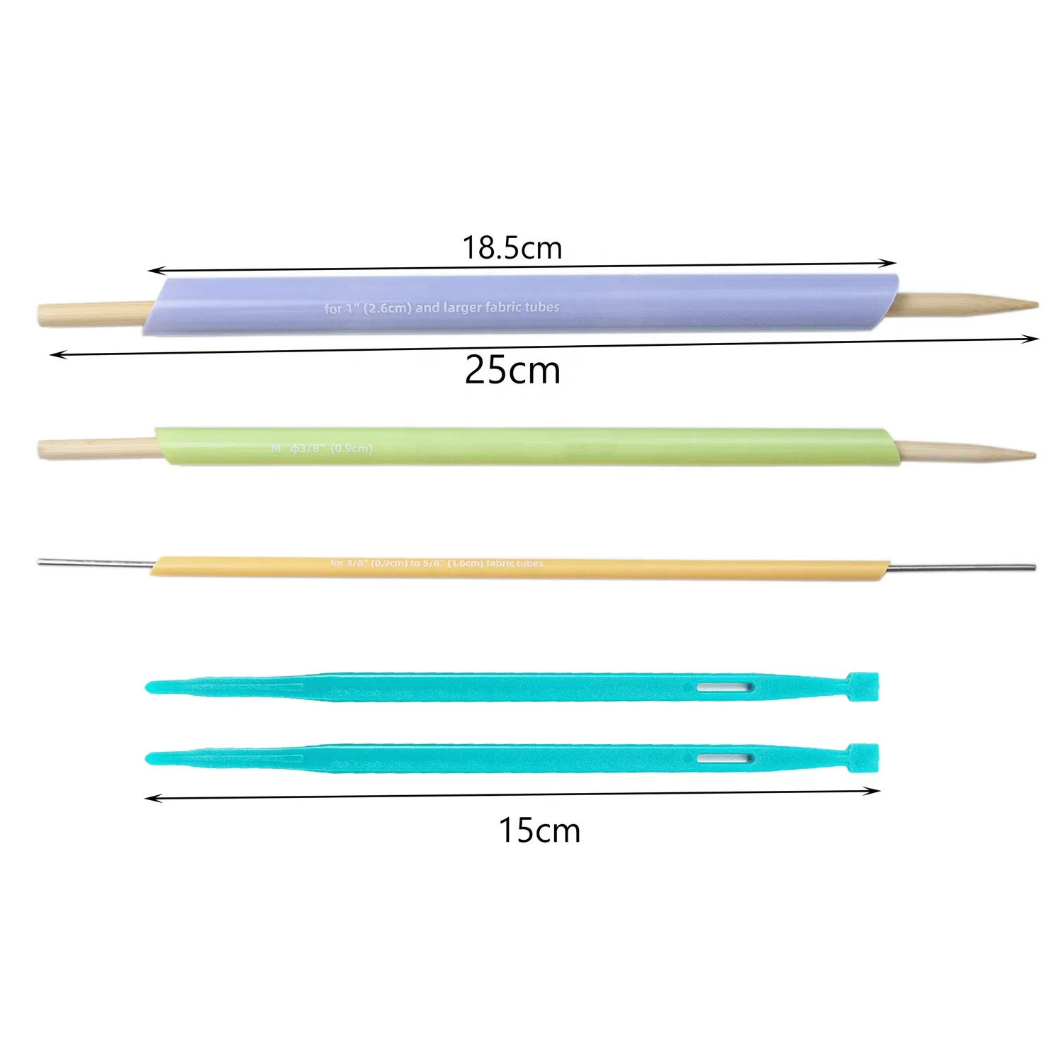 Fabric Tube Turner Quick Turn Fabric 3 Count Assorted Sizes Tube Turning Set with Sewing Thangs Tool for Sewing Quilting Craft