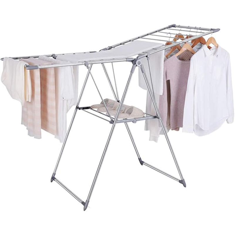 Indoor Outdoor Adjustable Height Metal Motorized Foldable Laundry Clothes Wing Drying Rack Clothes Hanging Stand for Laundry