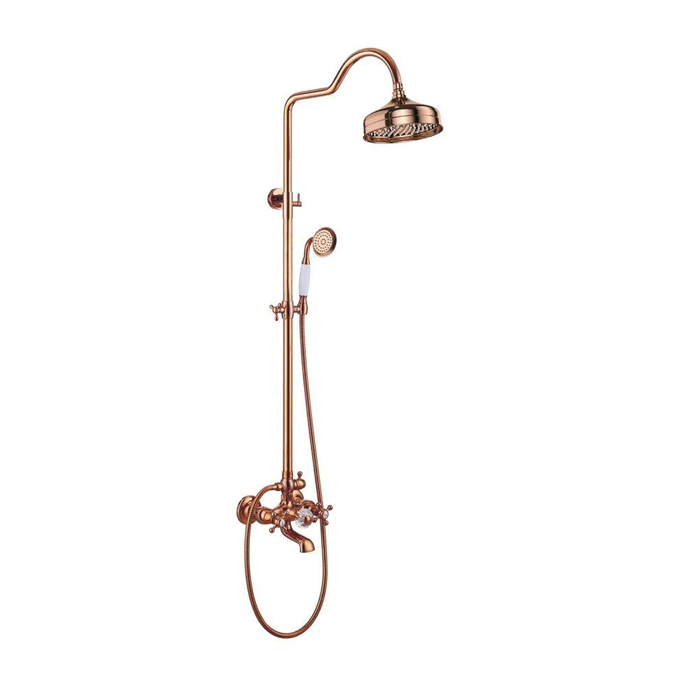 Kaiping Factory Brushed Gold Brass Concealed Shower Set Shower Mixer Set 2 Functions Shower Set