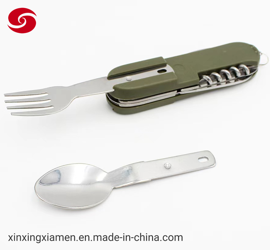 Multifunctional Foldable Stainless Steel Cutlery Sets Army Green