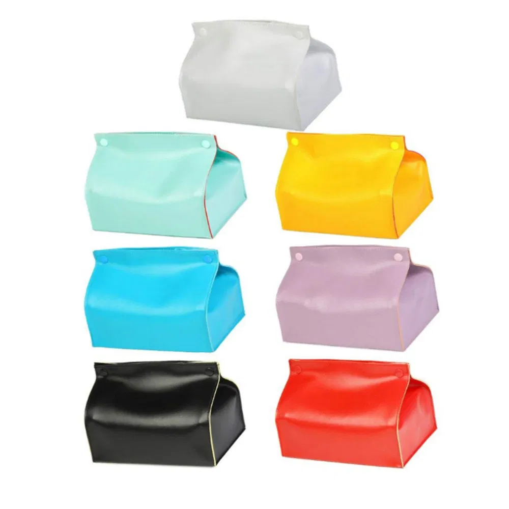 House Decorative PU Leather Tissue Box Holder, Rectangular Tissue Facial Paper Cover Case